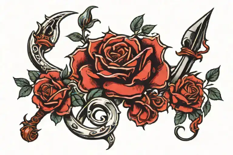 sabre and a rose   tattoo design idea