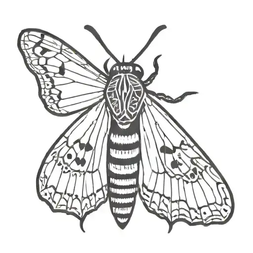 death's head moth with wings down tattoo design idea