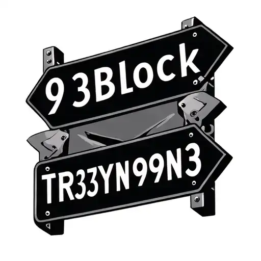 9Block and TR3YN9N3 street signs intertwined tattoo design idea