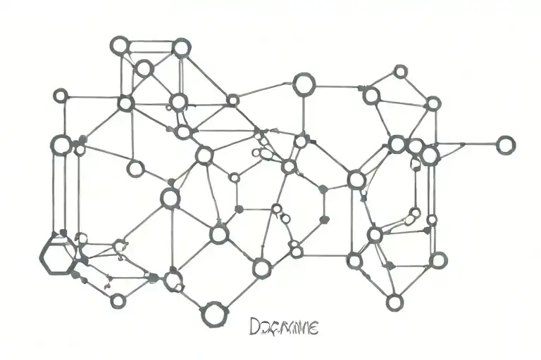 molecular structure of dopamine with elements inside tattoo design idea