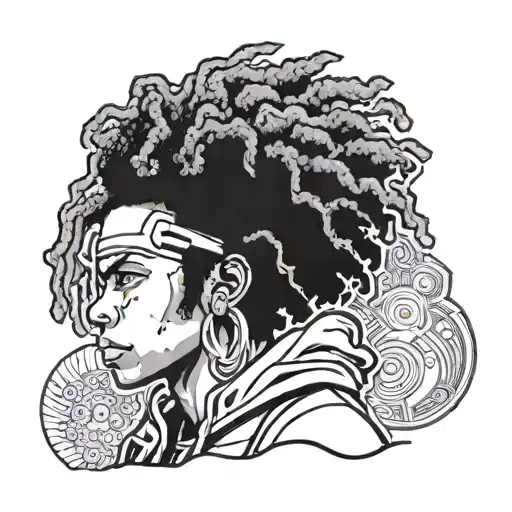 huey freeman with long dreadlocks  tattoo design idea