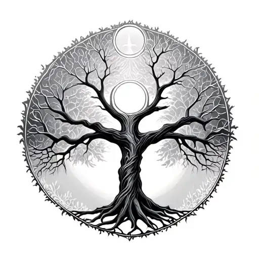 Tree of life, psychology, spiritual symbols tattoo design idea