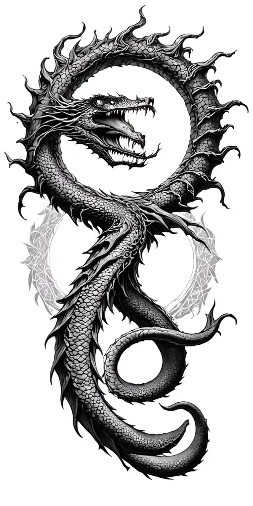 Jormungandr circle Yggdrasil tattoo design idea