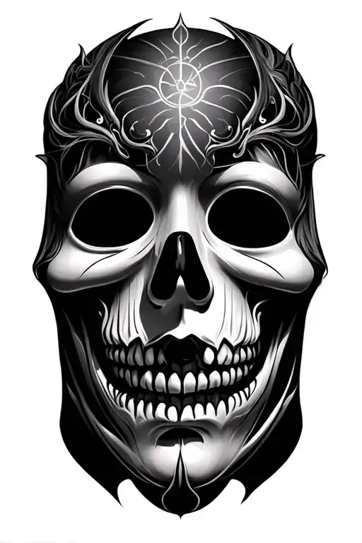 mask of silence depresion tattoo design idea