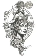 Hecate is the ancient goddess of the crossroads, the moon, wilderness, childbirth, and sorcery. tattoo design idea
