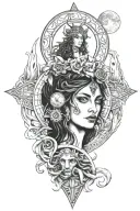 Hecate is the ancient goddess of the crossroads, the moon, wilderness, childbirth, and sorcery. tattoo design idea