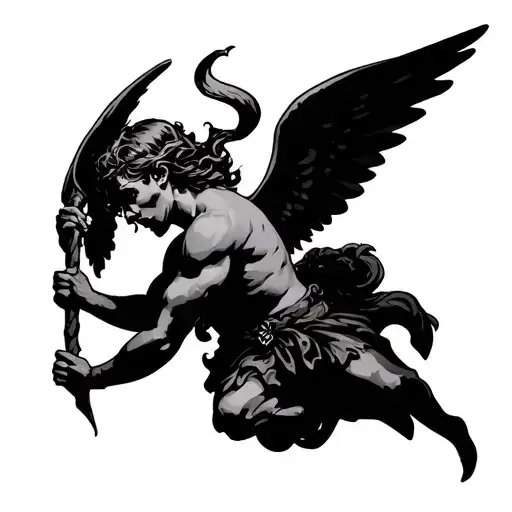 evil cupid tattoo design idea