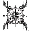 steampunk compass clock tattoo design idea