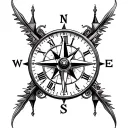 steampunk compass clock tattoo design idea