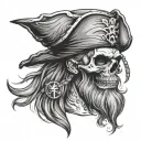 pirate skull, long beard, hand tatto tattoo design idea