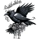 "Ex nihilo nihil fit" pattern, raven, black, scandinavian style tattoo, tattoo design idea
