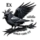 "Ex nihilo nihil fit" pattern, raven, black, scandinavian style tattoo, tattoo design idea