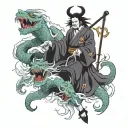 shinigami god of death with Ryujin and Nure-onna  tattoo design idea