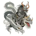 shinigami god of death with Ryujin and Nure-onna  tattoo design idea