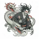 shinigami god of death with Ryujin and Nure-onna  tattoo design idea
