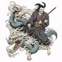 shinigami god of death with Ryujin and Nure-onna  tattoo design idea