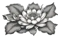 thai lotus flower blooming in the river luxury tattoo design idea