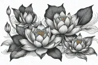 thai lotus flower blooming in the river luxury tattoo design idea