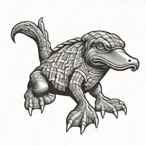 80's platypus with mullet and flannel shirt tattoo design idea