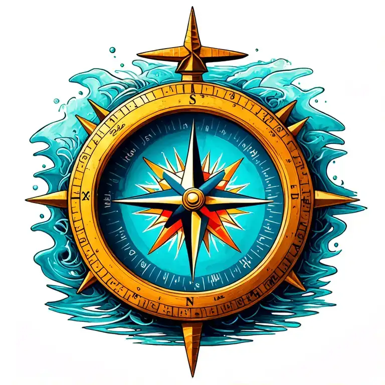 nautical compass tattoo design idea