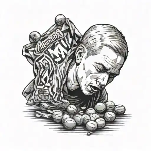 Eminem eating out of an M&M chocolate packet tattoo design idea