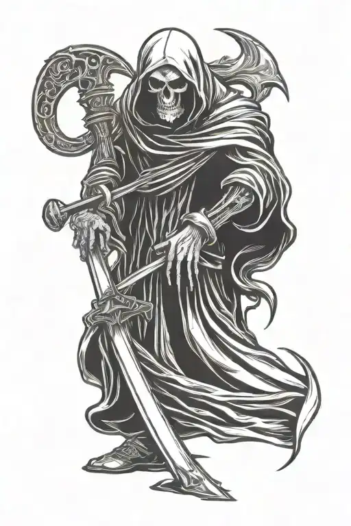 grim reaper with scythe tattoo design idea