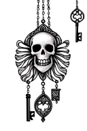 skeleton key windchime tattoo design idea