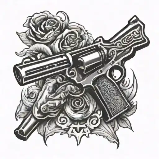 gangsters gun tattoo design idea
