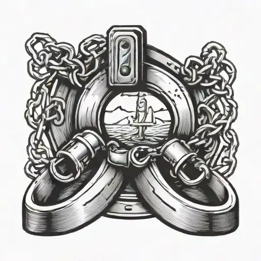 number 17 with behind police handcuffs tattoo design idea