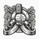 number 17 with behind police handcuffs tattoo design idea