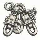 number 17 with behind police handcuffs tattoo design idea