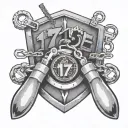 number 17 with behind police handcuffs tattoo design idea