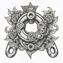 number 17 with behind police handcuffs tattoo design idea