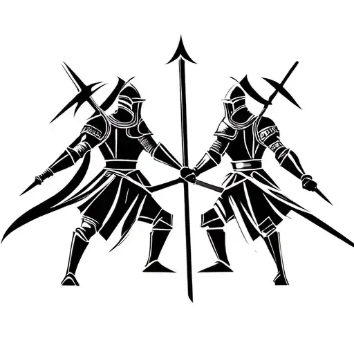 2 knights battle  tattoo design idea