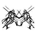 2 knights battle  tattoo design idea