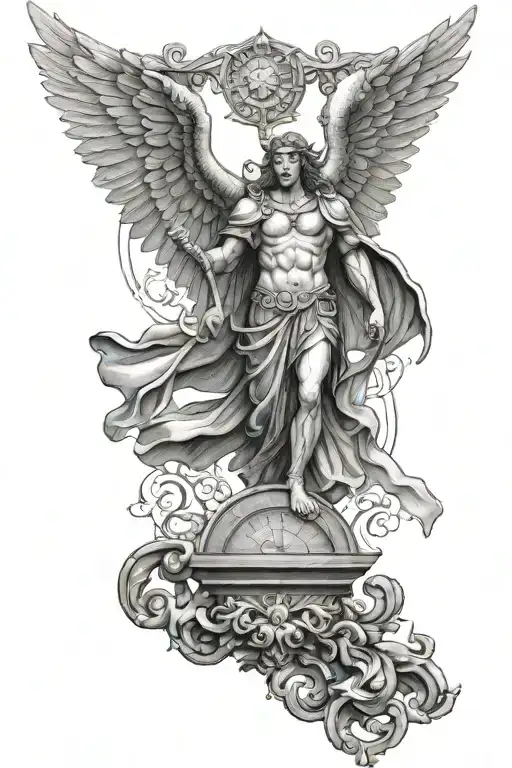 archangel saint michael balance scale tattoo design idea