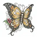 electric butterfly tattoo design idea