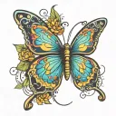 electric butterfly tattoo design idea