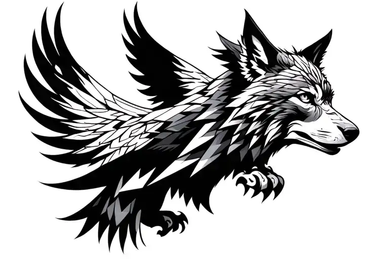 eagle wolf mix tattoo tattoo design idea