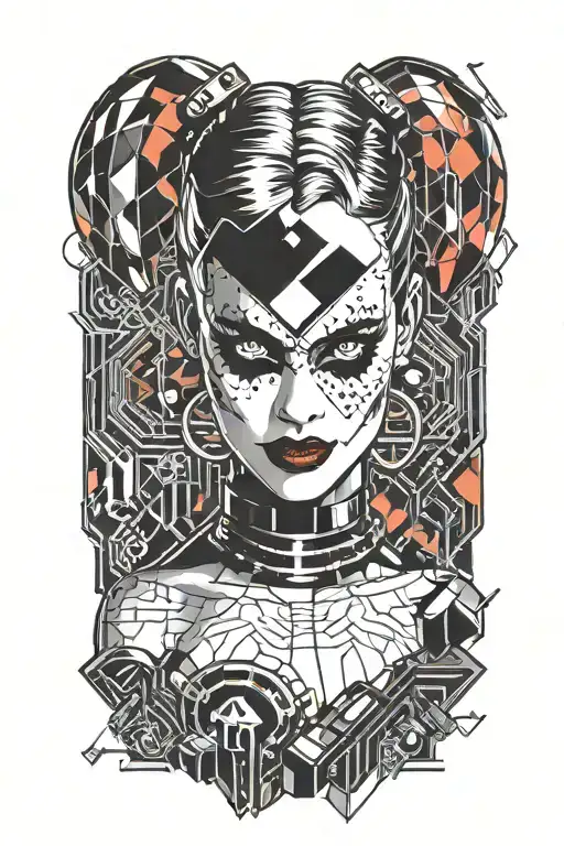 harley quinn sexy woman body tattoo design idea