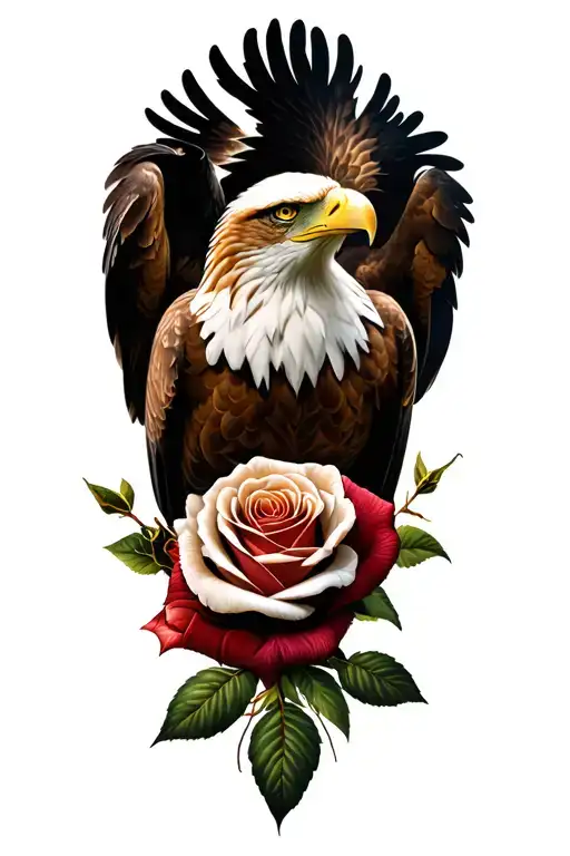Eagle and rose tattoo design idea