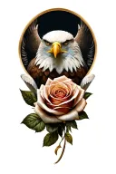 Eagle and rose tattoo design idea