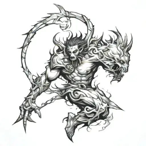 Beserk Mark of Sacrifice with lighting surging through and around tattoo design idea