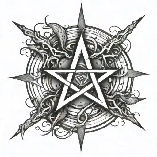 pentagram made out of sticks tattoo design idea