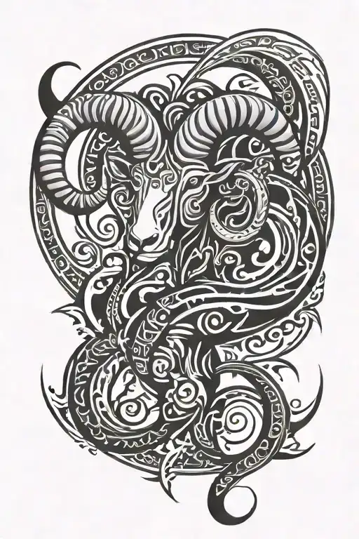 aries taurus combined  zodiac  tattoo design idea