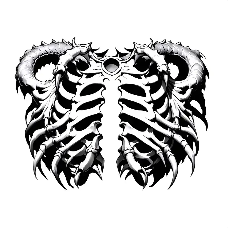 3d demon clawing out of rib cage full torso tattoo tattoo design idea