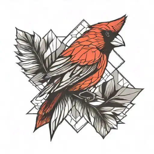 red cardinal tattoo design idea