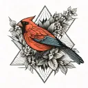 red cardinal tattoo design idea