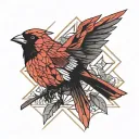 red cardinal tattoo design idea