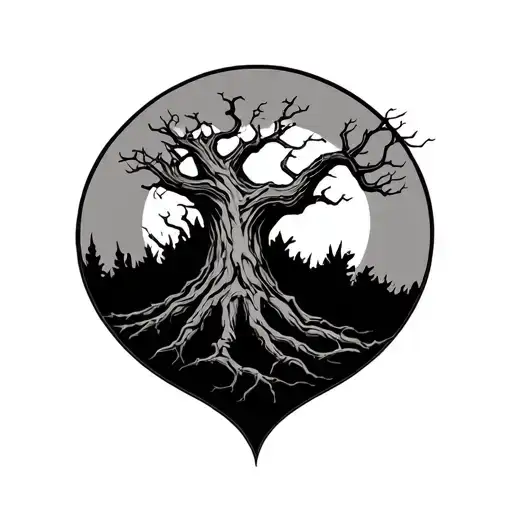 Haunted Tree tattoo design idea